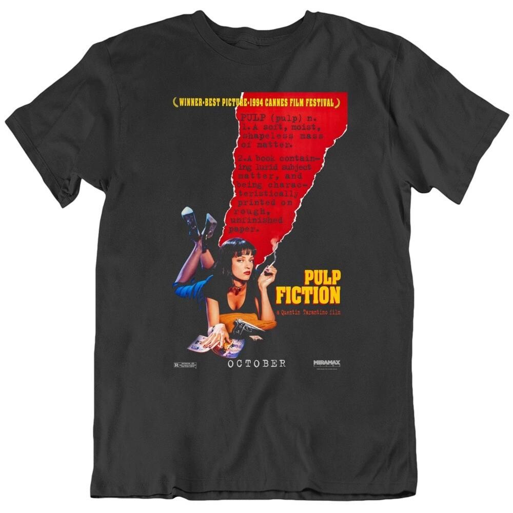 Cult Classic Pulp Fiction 1990#039;s Movie Poster Black T Shirt Unisex T-Shirt S