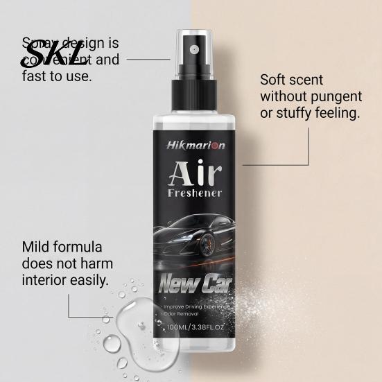 Smoke Odor Eliminator Car Air Freshener Spray, New Scent for Road Trip Food Pet, 100ml Fresh Fragrance Vehicle Interior, Portable Deodorizer