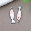 Stainless Steel Double-Sided Enamel Striped Fish Pendant for DIY Jewelry