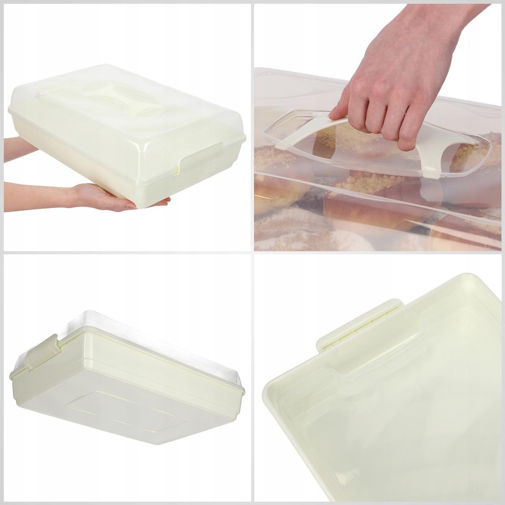 KADAX Pojemnik Plastikowy Na Ciasto Wypieki Tort Pudełko Prostokątny Duży