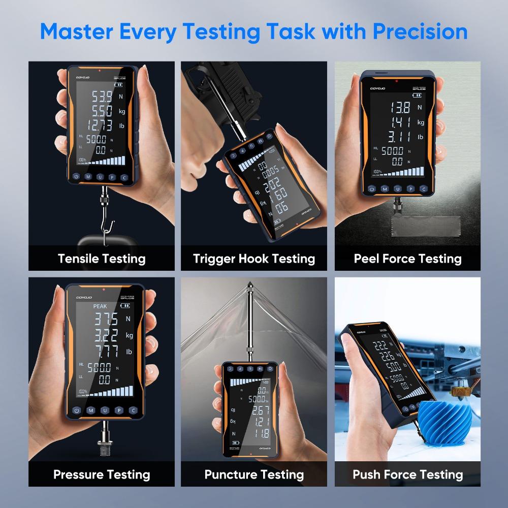 500N Digital Force Gauge HD Large Screen Portable Push Pull Force Gauge 500N/50kg/110lbf Dynamometer 0.1N/ 0.01kg/ 0.01lb