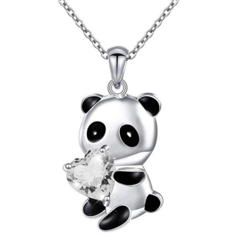 Nádherný náhrdelník s dlouhým řetízkem z korálků Panda s přívěskem pro ženy