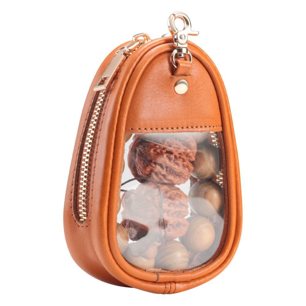 Transparent Design Jewelry Organizer Bag Leather Material Waterproof Jewelry Bag Hand String