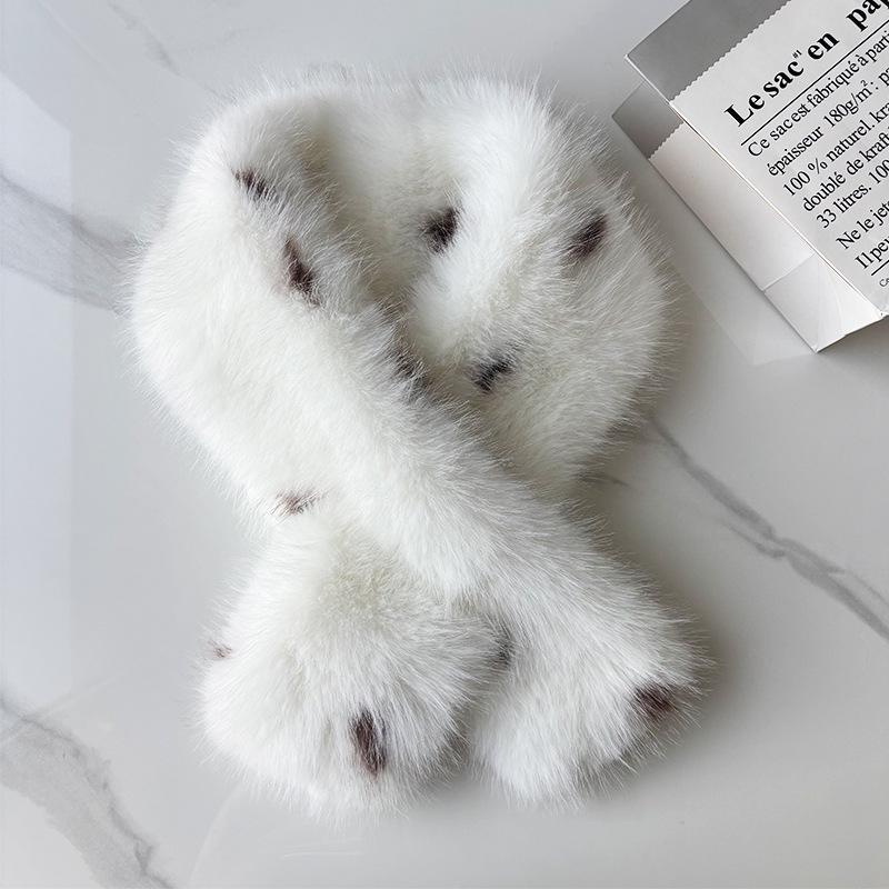 Šála s leopardím vzorem z umělé rysi srsti: Plyšový, Všestranný, Prémiový zimní nákrčník