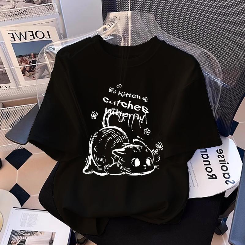 

White cotton short-sleeved t-shirt women s summer top 2025 new popular small versatile loose half-sleeved t-shirt XXXL