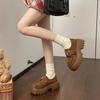 Black Platform Small Leather Shoes Women's New Spring and Autumn Retro Versatile Single Shoes Loafu One Pedal