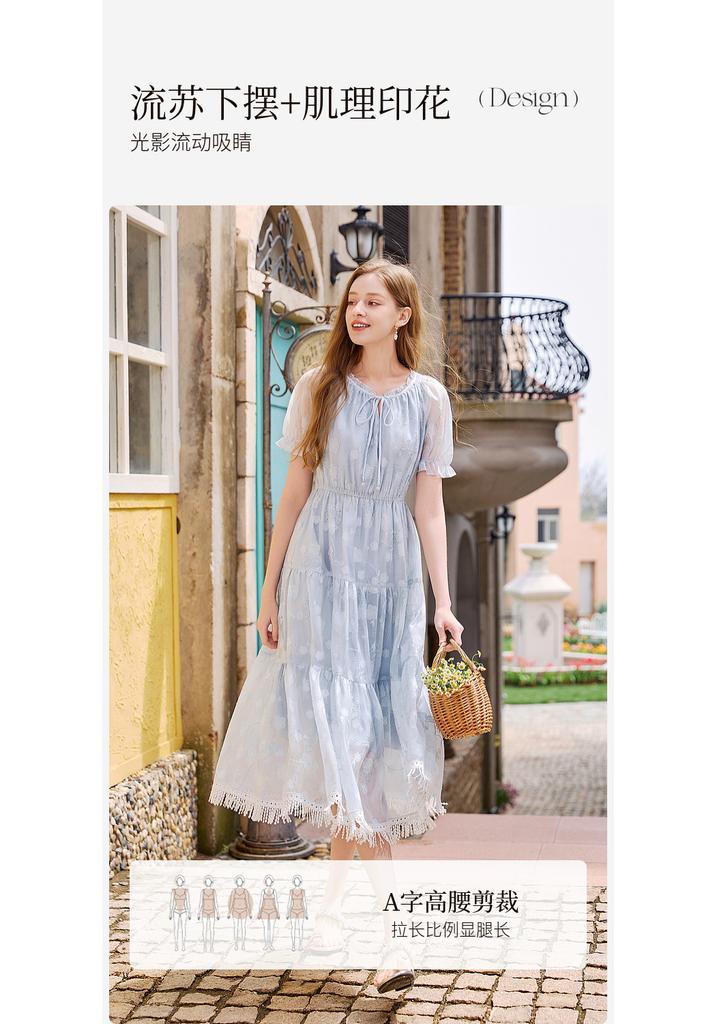 Embroidered Dress with Tassel Design