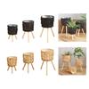 Wood Legs Plant Holder Stool for Home Decoration Stable Floor Planter Basket Woven Balcony Flower Pots Display Shelf