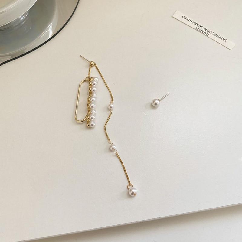 Women Stud Earring Long pearl tassels hang