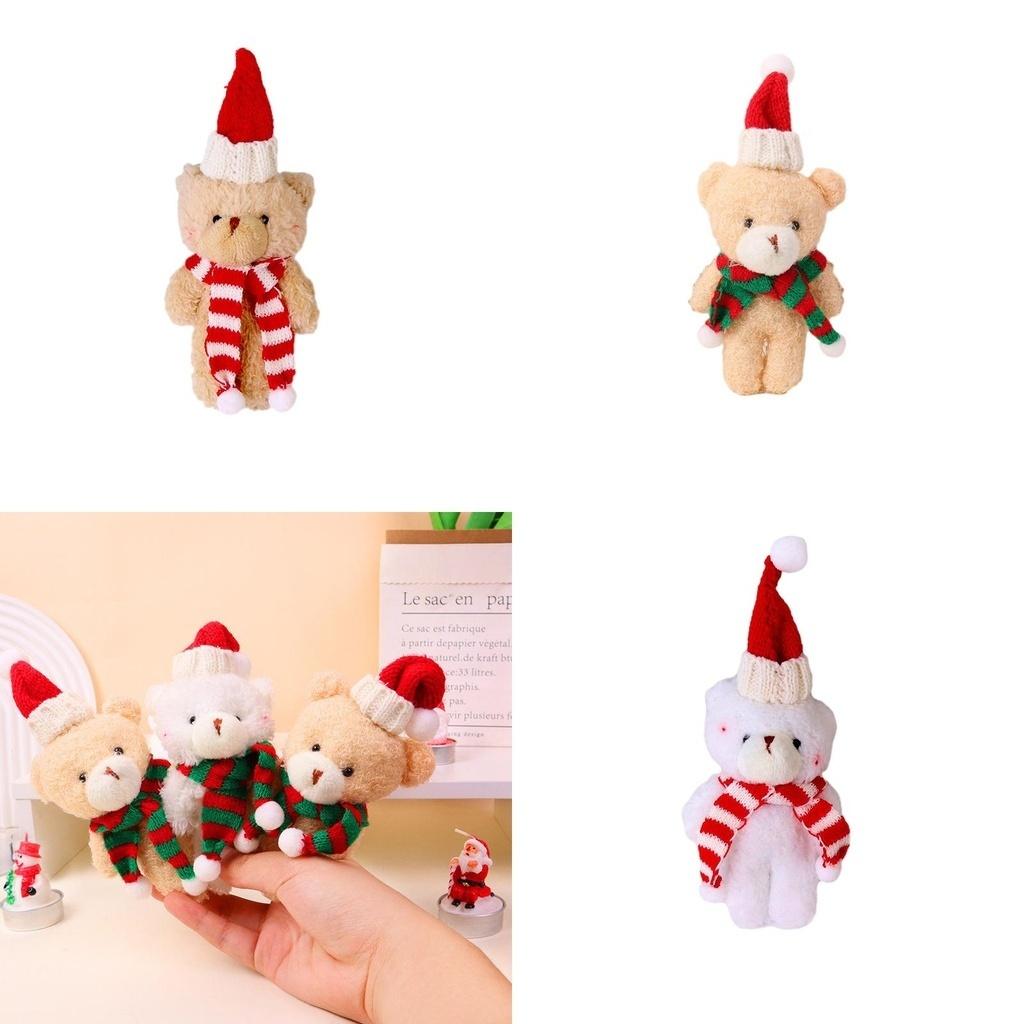 Cute Christmas Blush Scarf Teddy Bear Plush Doll Keychain Pendant Toy 20cm Height