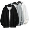 Men Coat Solid Color Hooded Hat Cardigan Soft Drawstring Thick Plus Size Casual Zip Up Winter Jacket Men Clothes