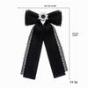 Crystal Pearls Ribbon Bowknot Brooch Pin Bowtie for Women Shirt Jabot Collar Pre Tied Necktie Clip Clothing Accessories