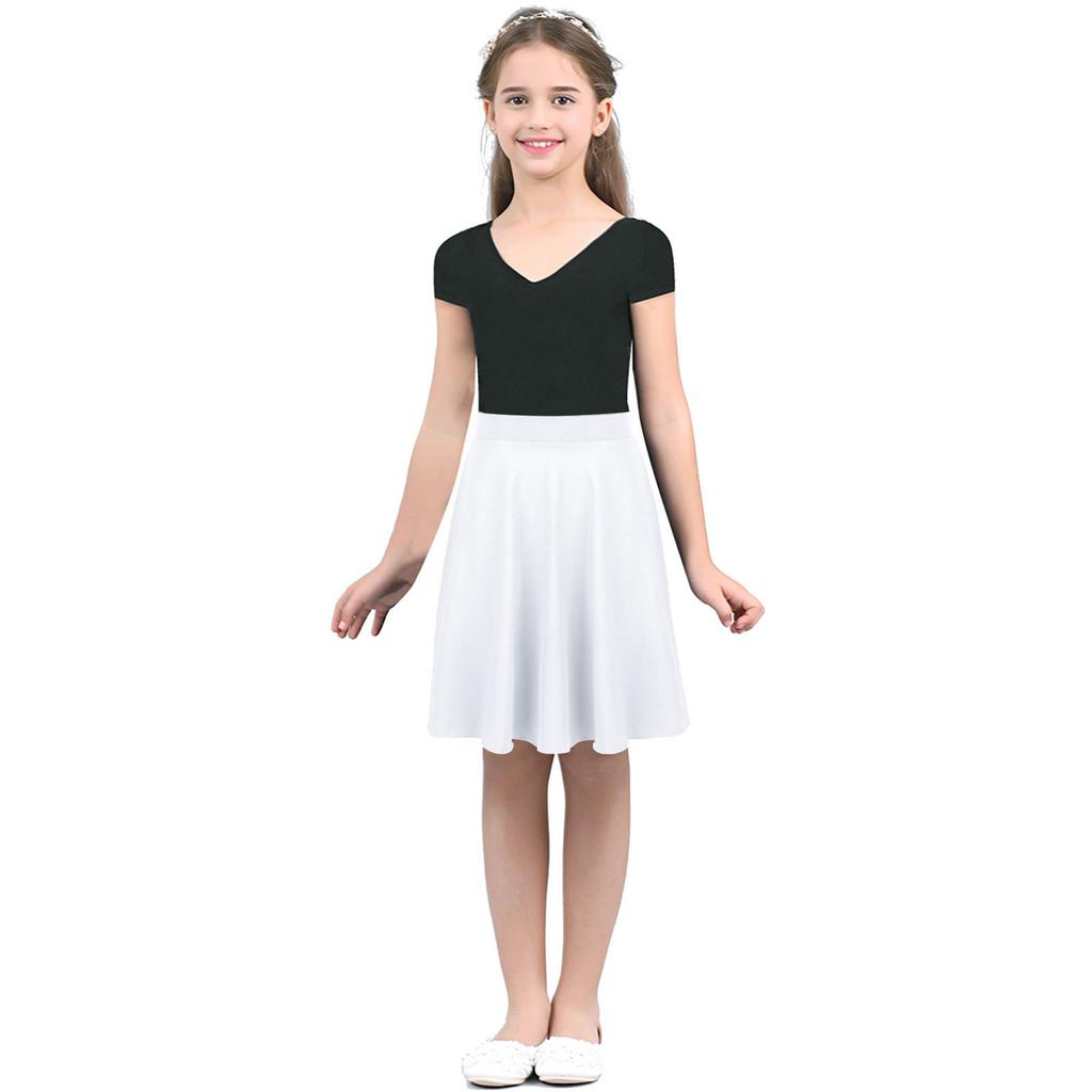 Big Girls Knee Length Skater Skirts A-Line Full Circle Stretchy Sundress Summer Party Casual Daily Wear