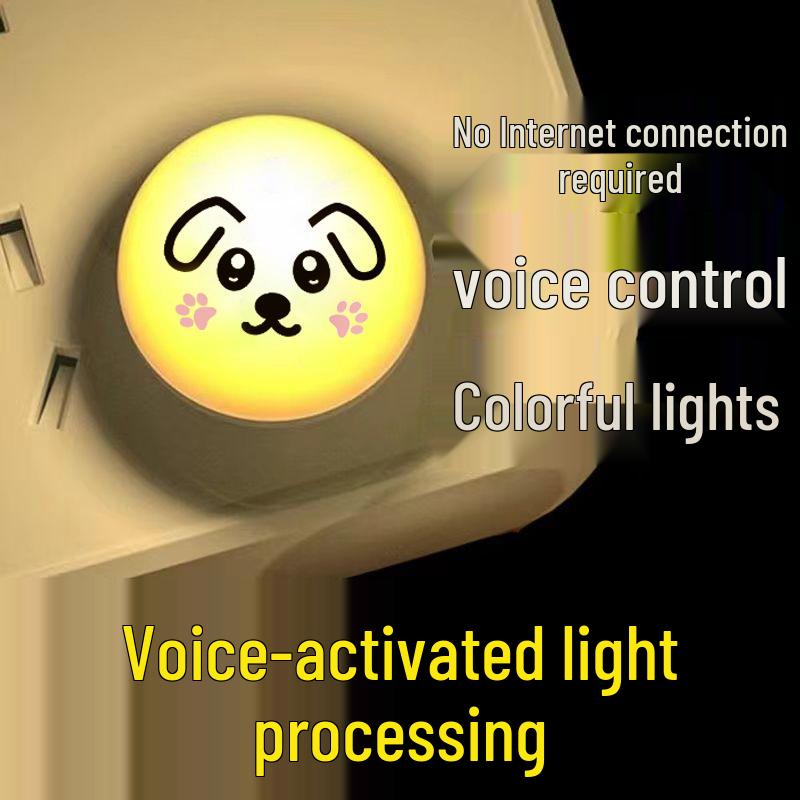Panda Voice-Controlled Cartoon Night Light - Portable, Intelligent, and Creative Round Design.