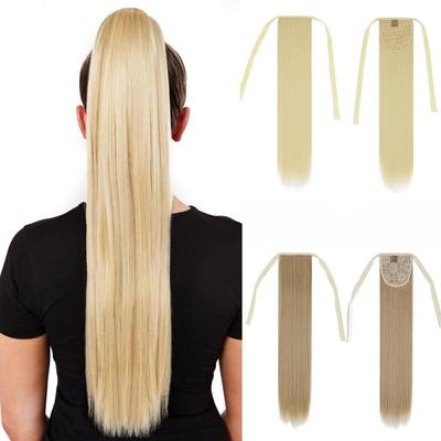Gerader, synthetischer, langer, seidiger Pferdeschwanz aus Hochtemperaturfaser zur Haarverlängerung
