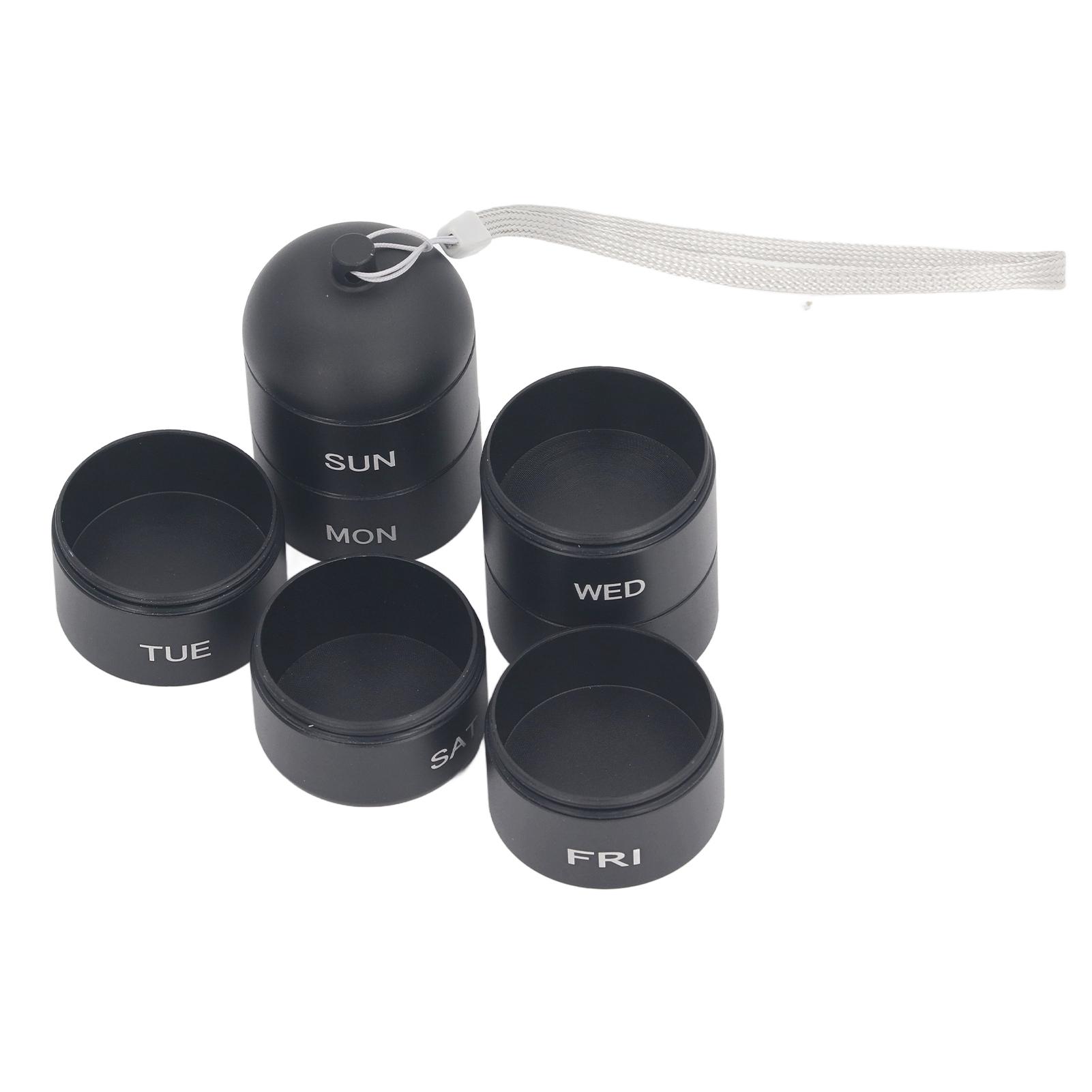 

Алюминиевый сплав дорожный органайзер для лекарств водонепроницаемый герметичный съемный еженедельный металлический футляр для лекарств чёрный