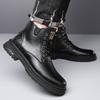 Leather cowhide Martin boots men's high-top winter velvet thermal leather shoes men's leather cotton shoes casual cowhide boots