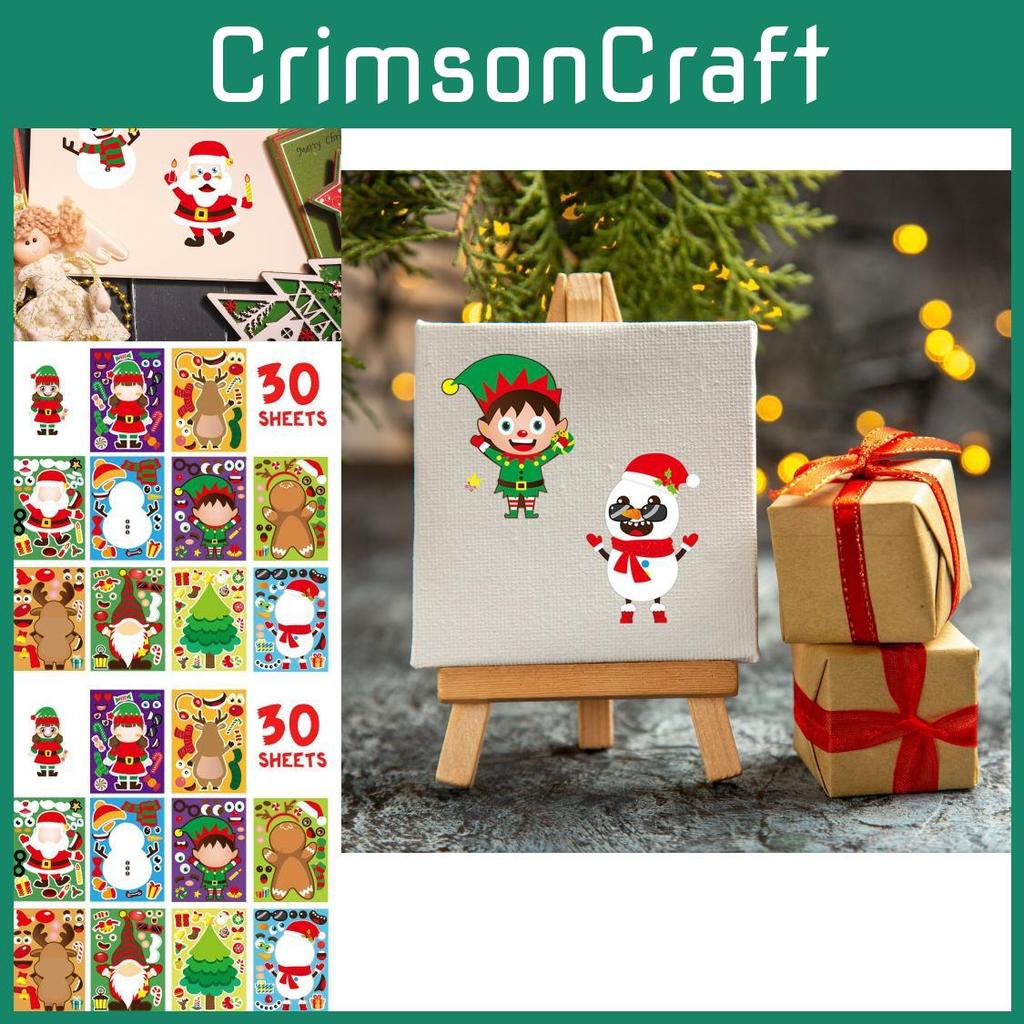 Colorful Xh059 Christmas Santa Snowman Diy Puzzle Stickers For Kids Fun Crafting