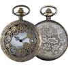 Quartz Pocket Watch Vintage Bronze Necklace With Chain Pocket Fob Watches Steampunk Pendant CF1482