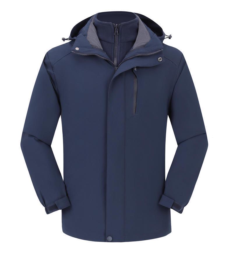 

Unisex Ultrasonic 3-in-1 Detachable Windproof Waterproof Warm Outdoor Jacket 2XL темно-синього кольору