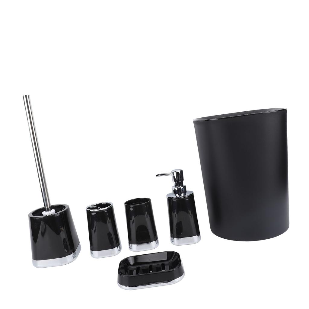 Badezimmer-Accessoire-Set PP Praktischer Mülleimer Mundspülbecher Toilettenbürste Seifenspender für Zuhause
