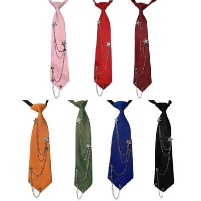 Punk Star Chain Necktie for Women Student Japanese Pre Tied Adjustable Ties for Uniform School Shirt Party Graduation
