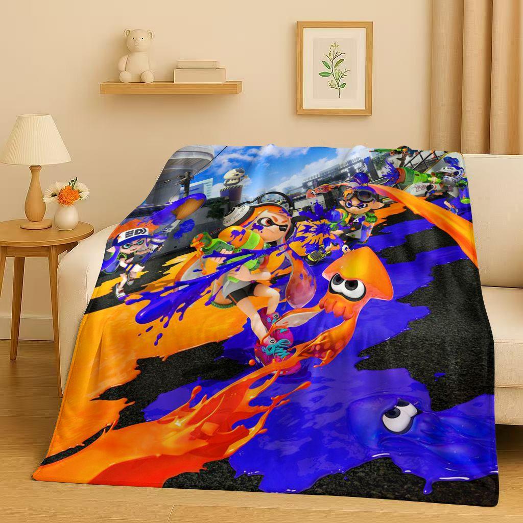 HD Splatoon Game Cartoon Flannel Blanket,Ultra Soft Warm Plush Throw for Home Bedroom Bed Sofa Cover Office Travel Picnic Kids