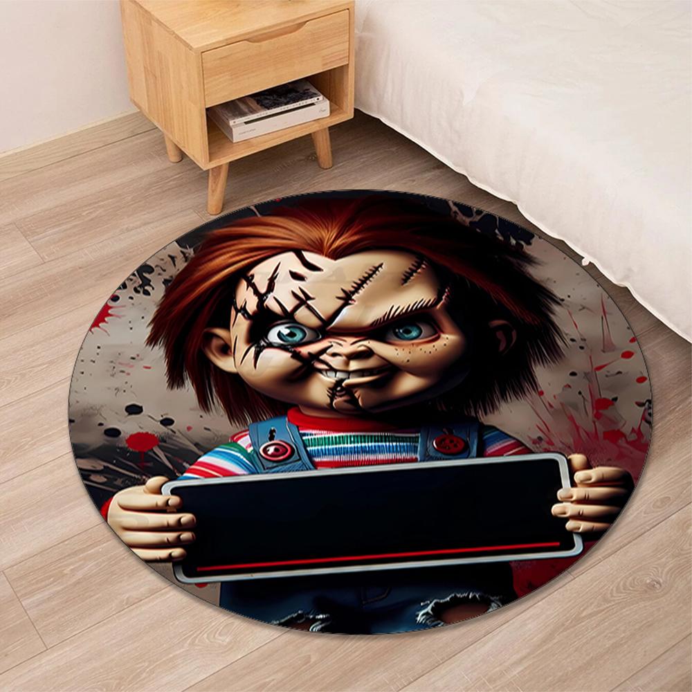 Chucky Printed Round Rug Carpet Chair Rug Area Rug Entryway Doormats,for Office Chair Living Room Bedroom Kitchen Room.