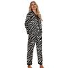 Damen Pyjama-Set mit Leoparden- und Zebra-Print - Langärmliges Oberteil und Hose, Perfekt für Frühling und Herbst (TZ21941)