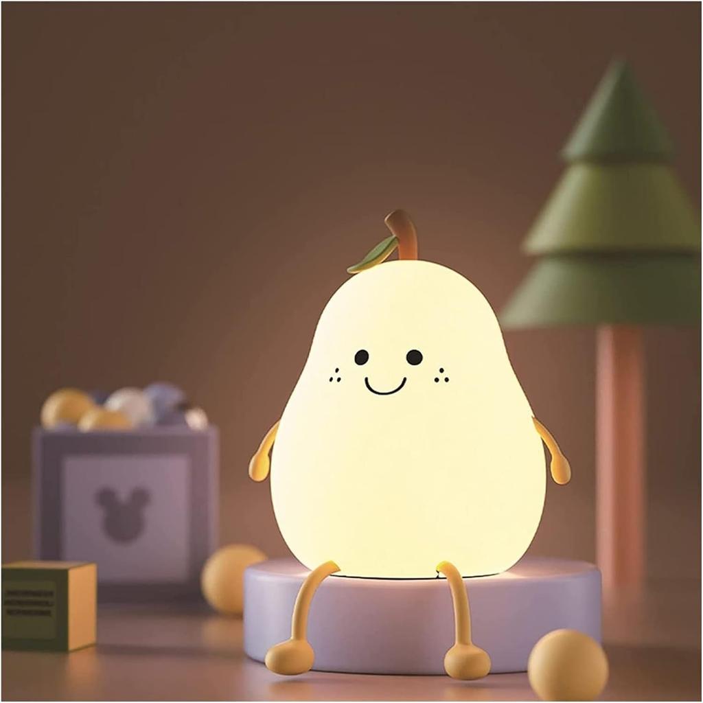 Lampada da notte in silicone a forma di pera. Lampada a forma di pera per bambini.