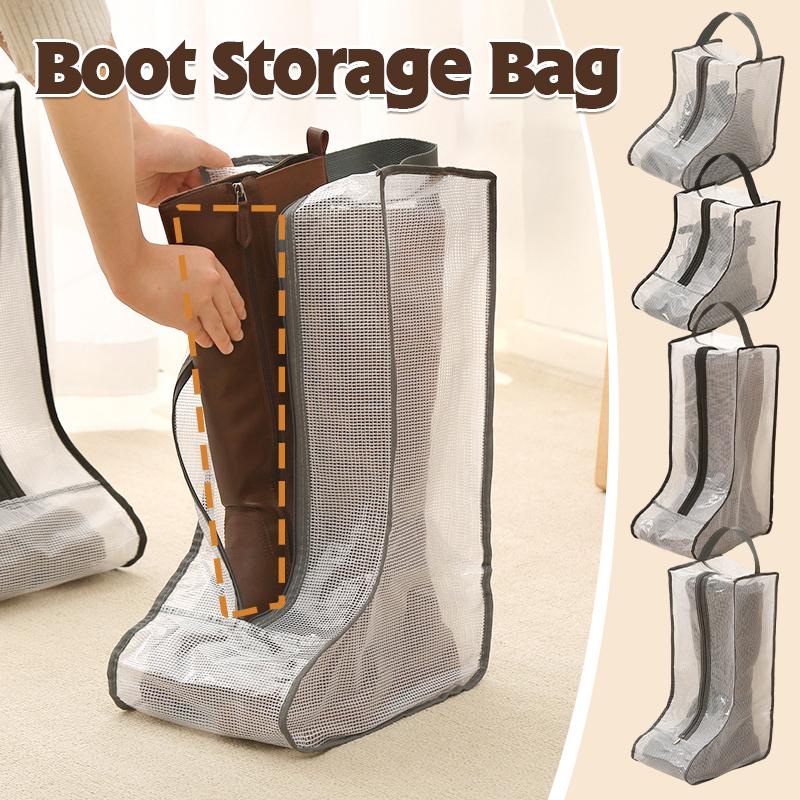 Boots Storage Bag Transparent PVC Mesh Zipper Closure Dustproof Moistureproof Protection Holder Bag for Women's Long Boots