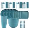 Nordic Wheat Straw Cutlery Set: Soup Bowl, Plate, Cup, Fork, Knife, Spoon, Gift.