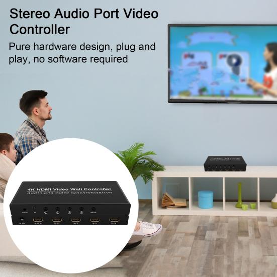 

HDMI-совместимый контроллер видеостены 4K 30 Гц с пультом дистанционного управления Процессор видеостены 2X2 Поддержка поворота на 180 градусов Аксессуары для домашнего аудио и видео