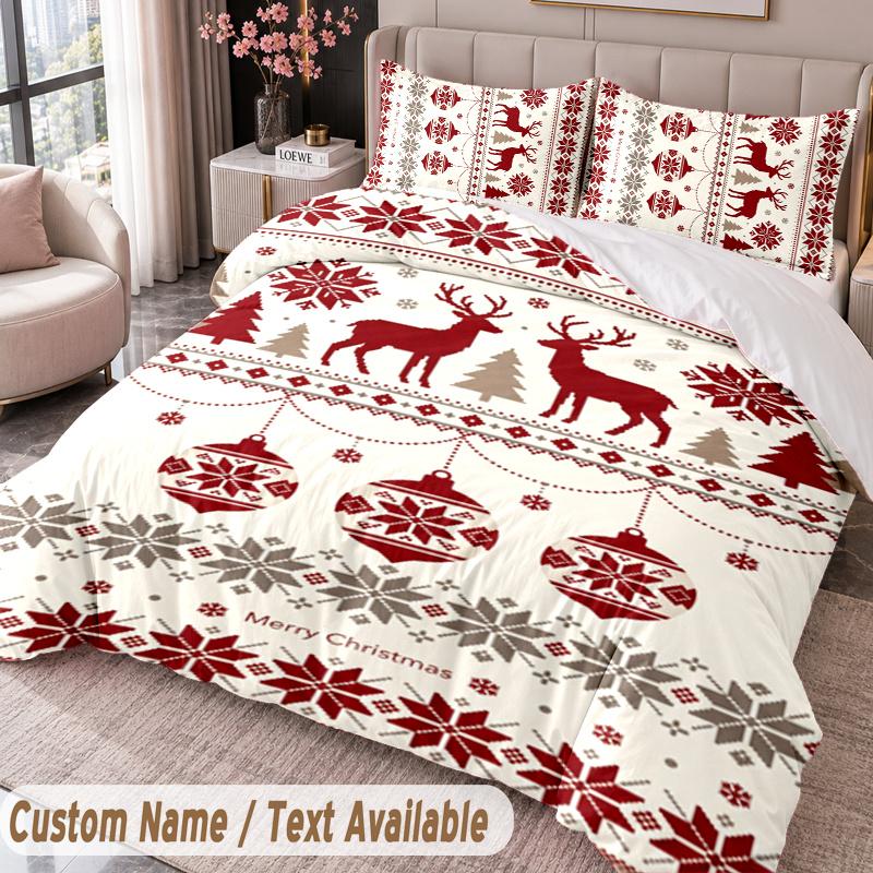 Christmas Theme 3PCS Bedding Set, Soft Home Textile, Holiday Bedroom Decor Gift