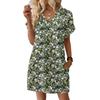Short Sleeve Women's Dress Casual Dresses With Pockets V Neck Vocation Boho Beach Sundress