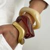 Ingemark 3 Styles Boho Acrylic Resin Irregular Bangles for Women New Trendy Goth Wide Arm Bracelets Couple Daily Hand Jewelry