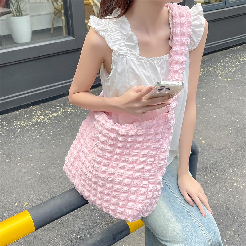 Bolsa Transversal e Tote Grande em Lona Estilo Japonês Nuvem Bolha para Estudantes