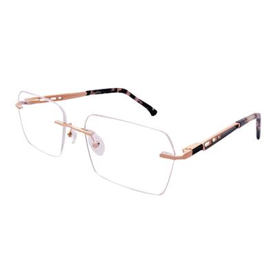 RSINC Unisex Rimless Metal Frame Eyeglass Optical Gold Black Tom 55-17-142 IB-14 B0DJMBG3TV