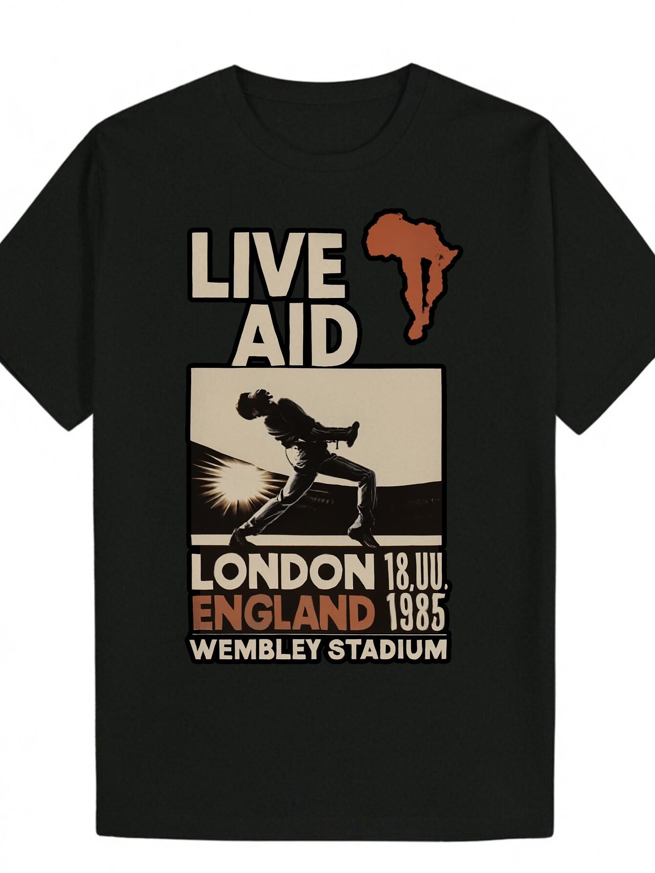 Men s Vintage Live Aid 1985 Concert T-Shirt - Wembley Stadium London Music Festival Design XXXXL