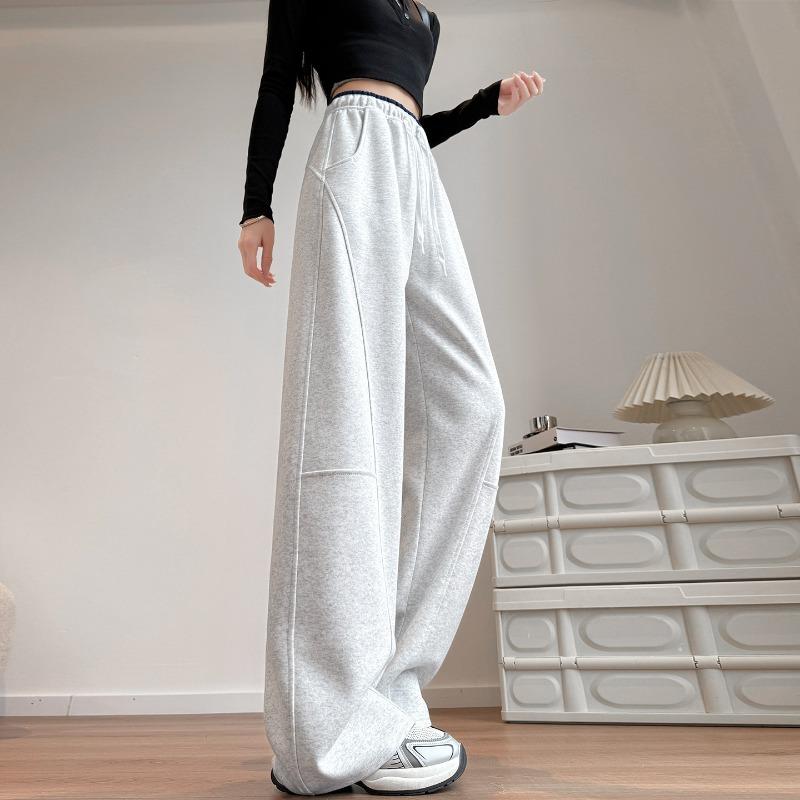 White Sweatpants Women's New Autumn Loose Straight Casual Sweatpants Small Narrow Scimitar Wide-leg Pants