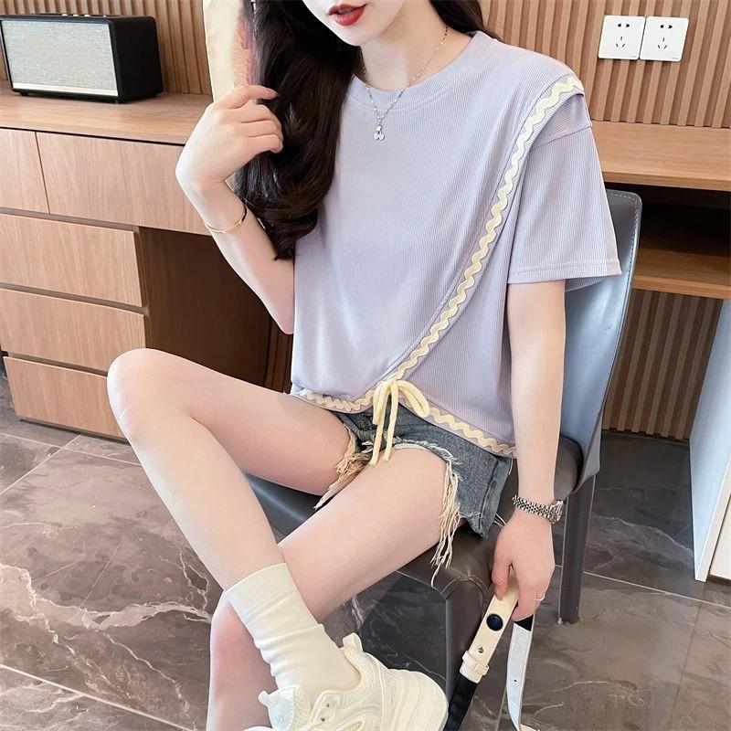 Short-sleeved T-shirt for Women Summer New Design Niche Irregular Short Top