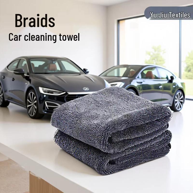 Double-Sided Thick Microfiber Car Cleaning Towel - High Absorbency for Car Wash and Drying