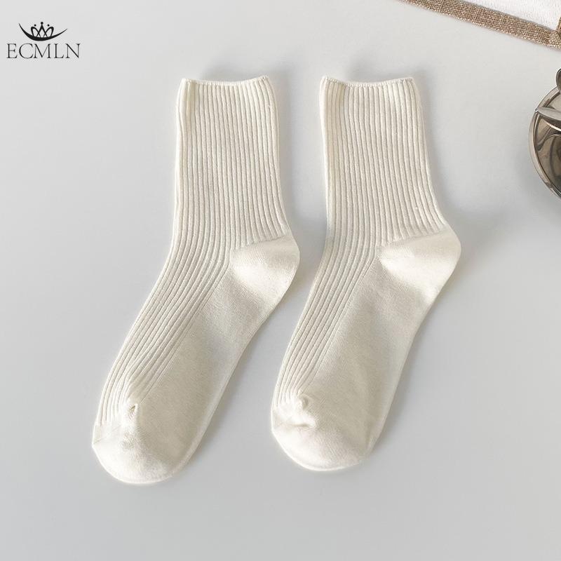 Autumn Winter Red Brown Color Series Women Loose Socks Rib Cotton Fashion Basic Daily Classic Sock Female