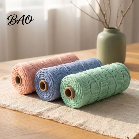 Corda Morbida in Cotone per Arte dell'Intreccio Corda da 3 mm, 100 Metri Corda Colorata Resistente Intrecciata per Artigianato Crochet Lavorazione Arazzi, Intreccio a Mano, Artigianato Fai da Te Gioielli