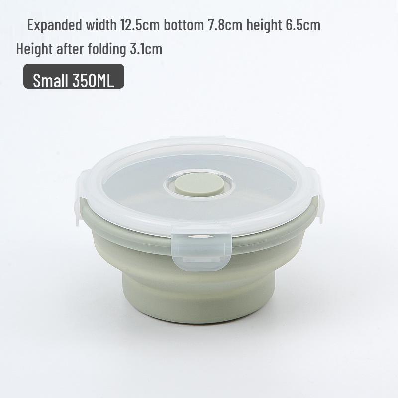 

Силіконовий складаний ланч-бокс - Круглий контейнер для зберігання їжі для пікніка на природі або подорожі. ODM/OEM Customization Supported