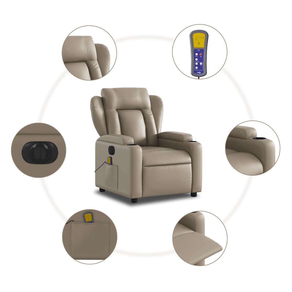 Electric Massage Chair Cappuccino Brown Faux Leather
