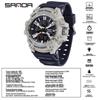 SANDA Youth Waterproof Sports Watch - Cool Trendy Multi-functional Dual Display in Black Technology Design