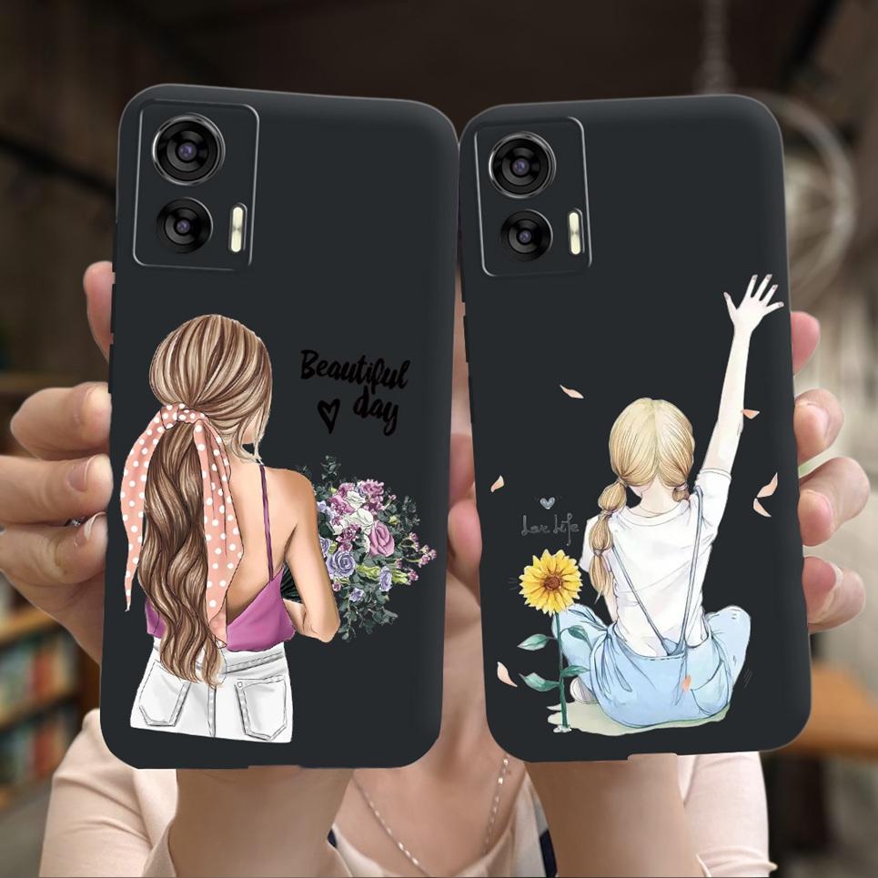 Pro Moto Edge 30 Neo 30 Lite Nárazníkové Pouzdro Květinový Pár Srdce Lásky Potisk Kryt Telefonu Pro Motorola Edge30 Neo 30Neo Měkké Obaly