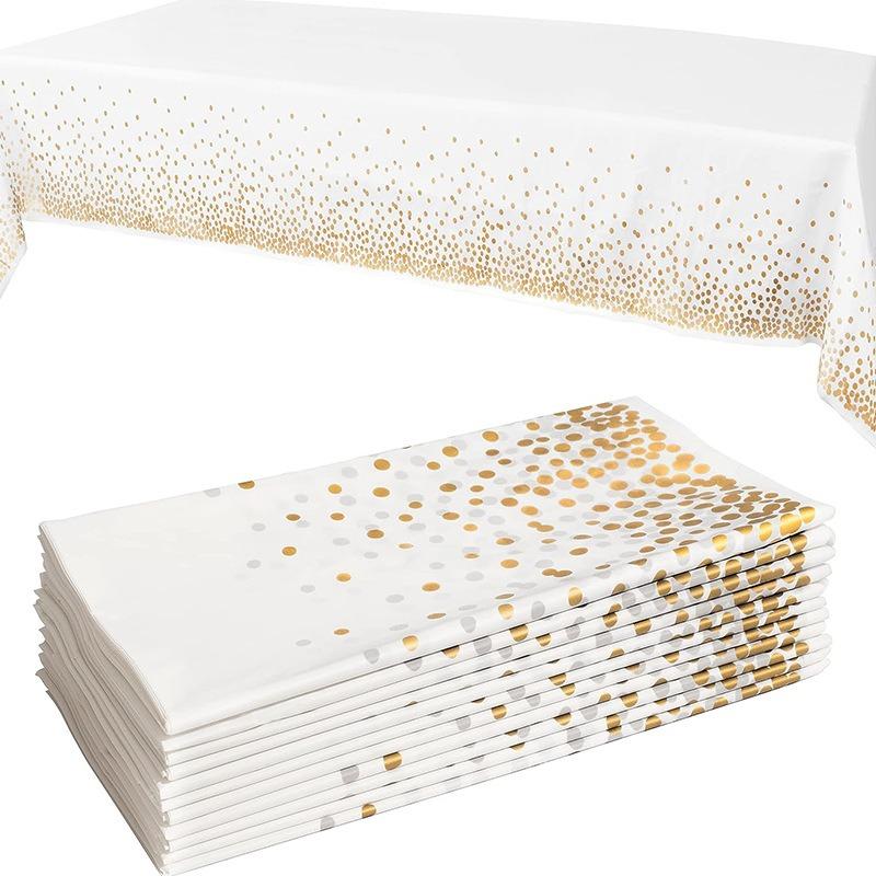 1PCS Disposable Tablecloth Party Rectangle Bronzing Waterproof Table Cloth for Wedding Birthday Party Christmas Home Decor CZB04