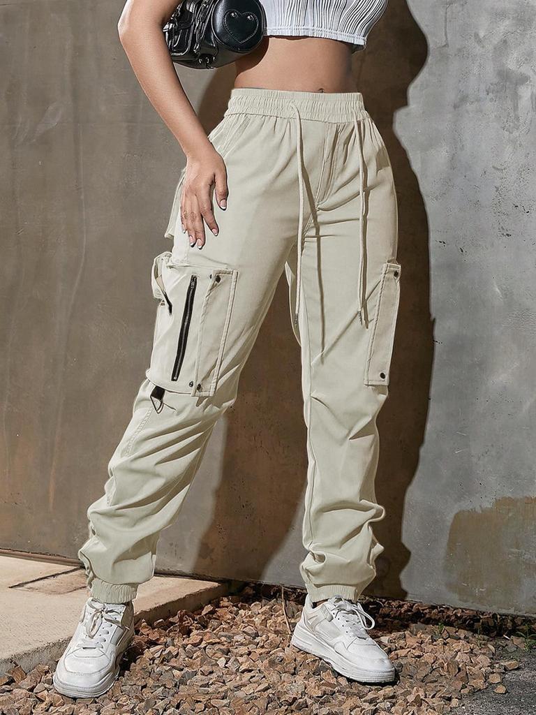European & American Women's Tactical Cargo Pants - Summer Sports Style, Drawstring Casual Wear.